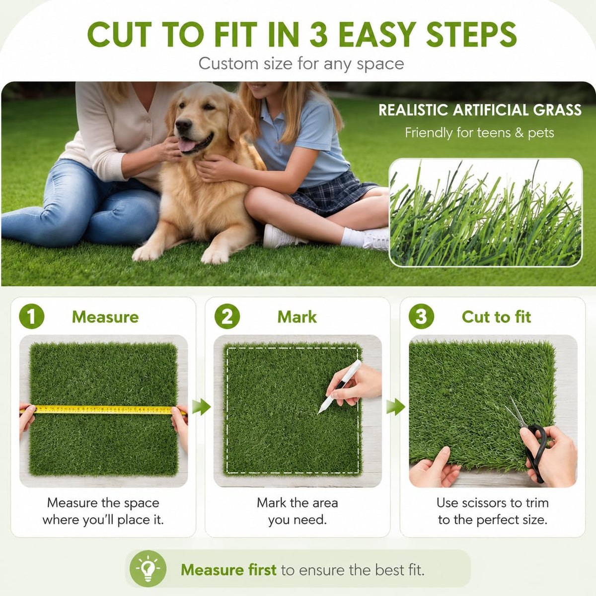Artificial Grass Dog Potty Pad 24 x 36 in Non-Slip Washable K8235