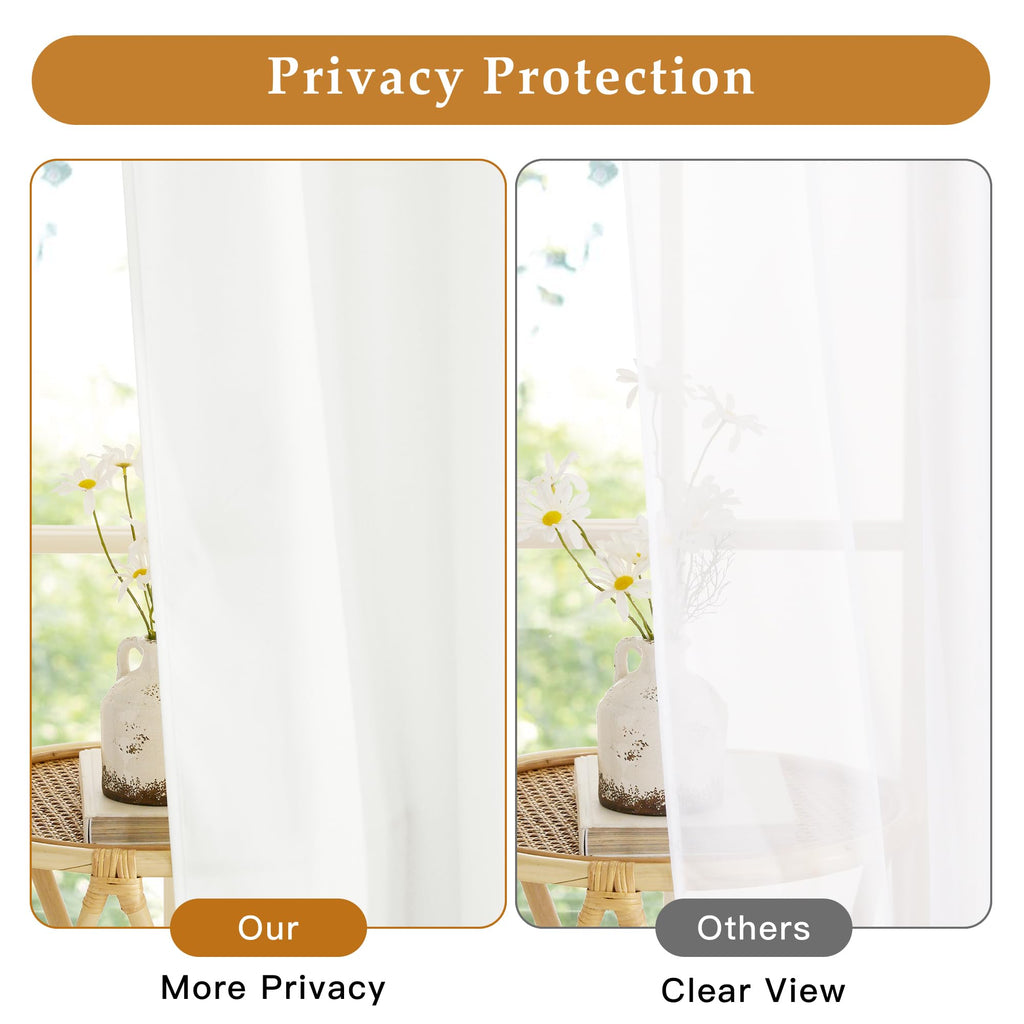White 84 inches Long Semi Sheer Curtains S28464