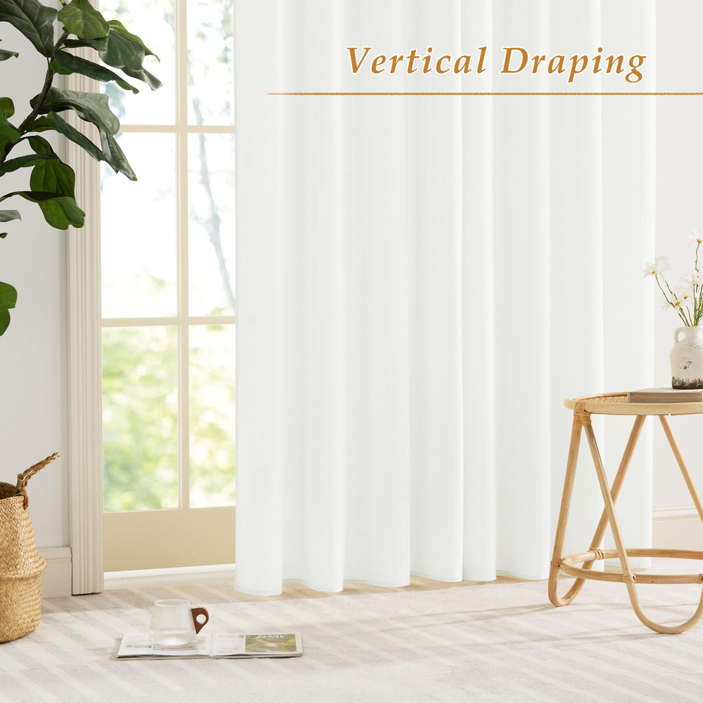 White 84 inches Long Semi Sheer Curtains S28464