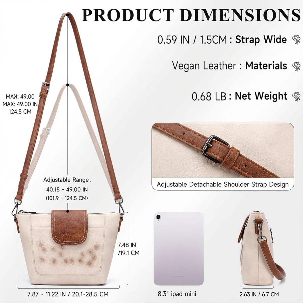 Crossbody Bags Vegan Leather Multi-Pockets Small Shoulder Bag R8240