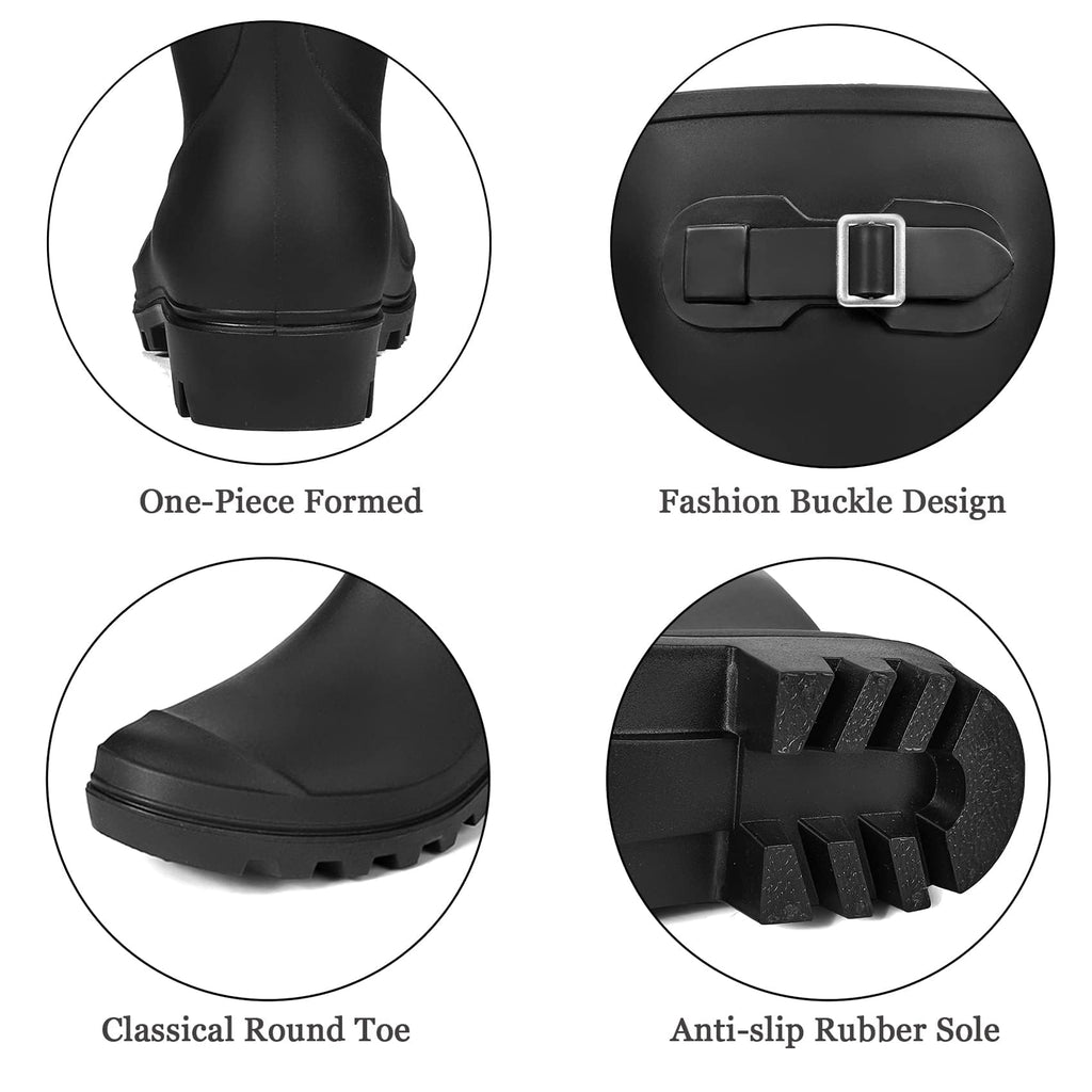 Women's Tall Waterproof Rubber Wide Calf Rain Boots Q402117