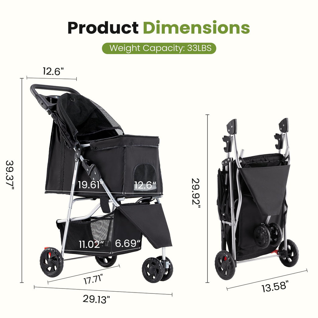 Foldable 3 Wheel Dogs Stroller B137403