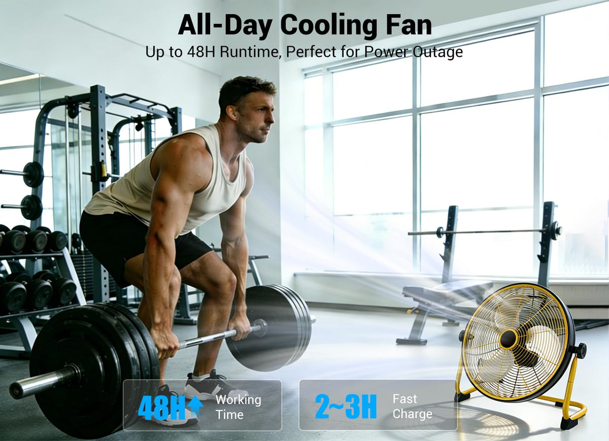 20" Portable Battery Operated Metal Floor Fan S558
