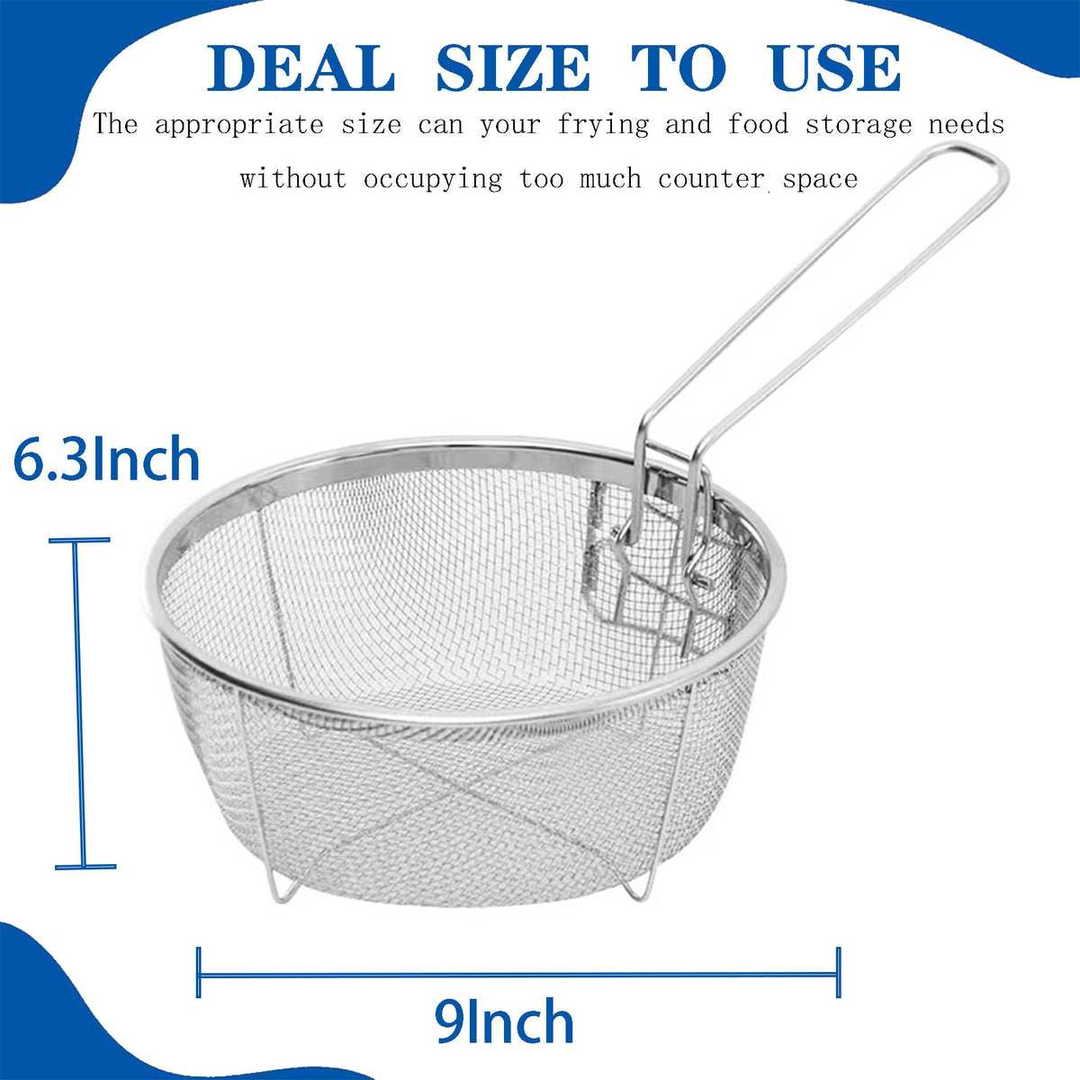 9 Inch Stainless Steel Deep Fry Basket with Handle X987
