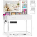 White Vanity Desk with Mirror and Drawers H44283