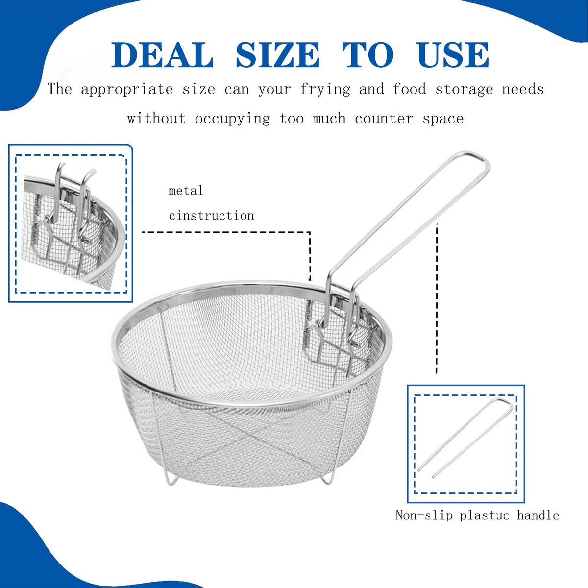 9 Inch Stainless Steel Deep Fry Basket with Handle X987