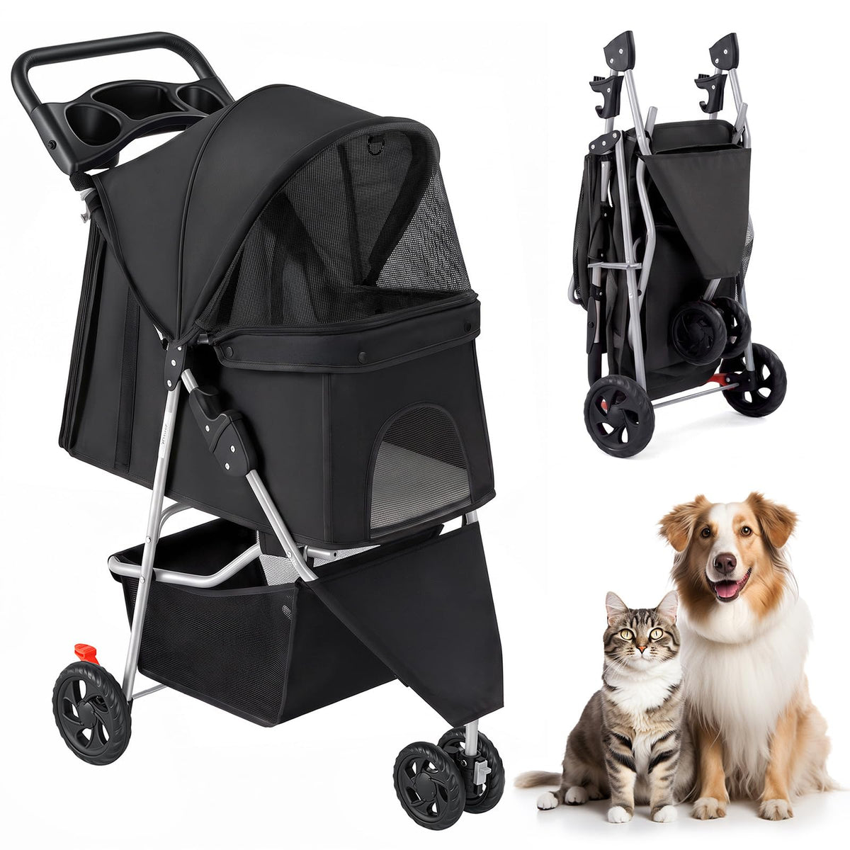 Foldable 3 Wheel Dogs Stroller B137403