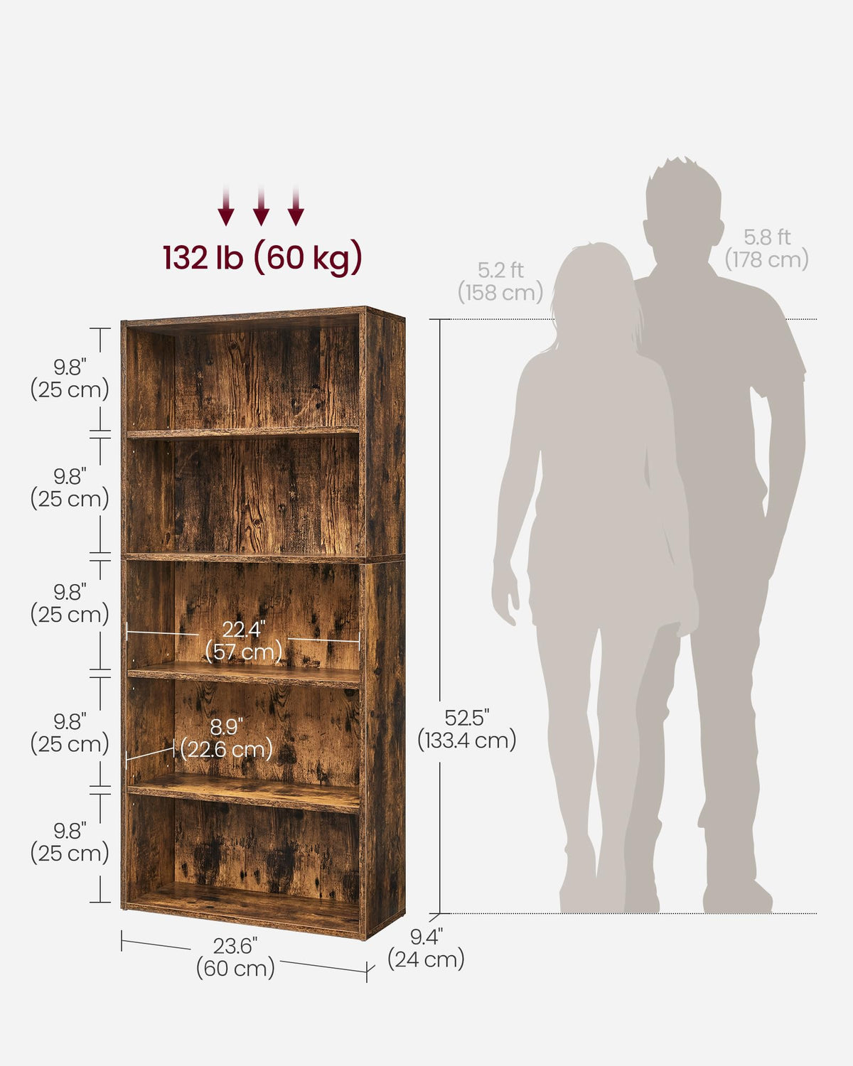 5-Tier Bookshelf Storage Organizer H9243
