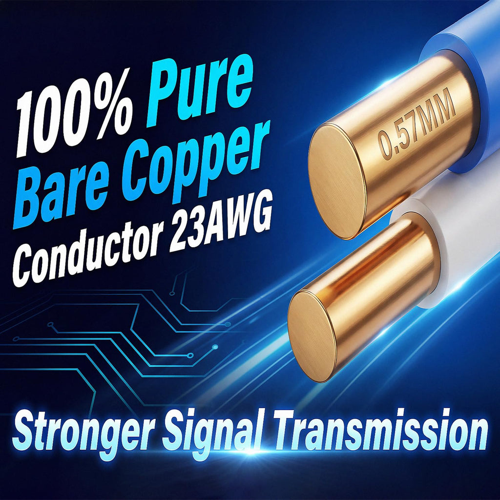 Cat6 Plenum Shielded 1000ft 23AWG Solid Bare Copper Ethernet Cable Q699
