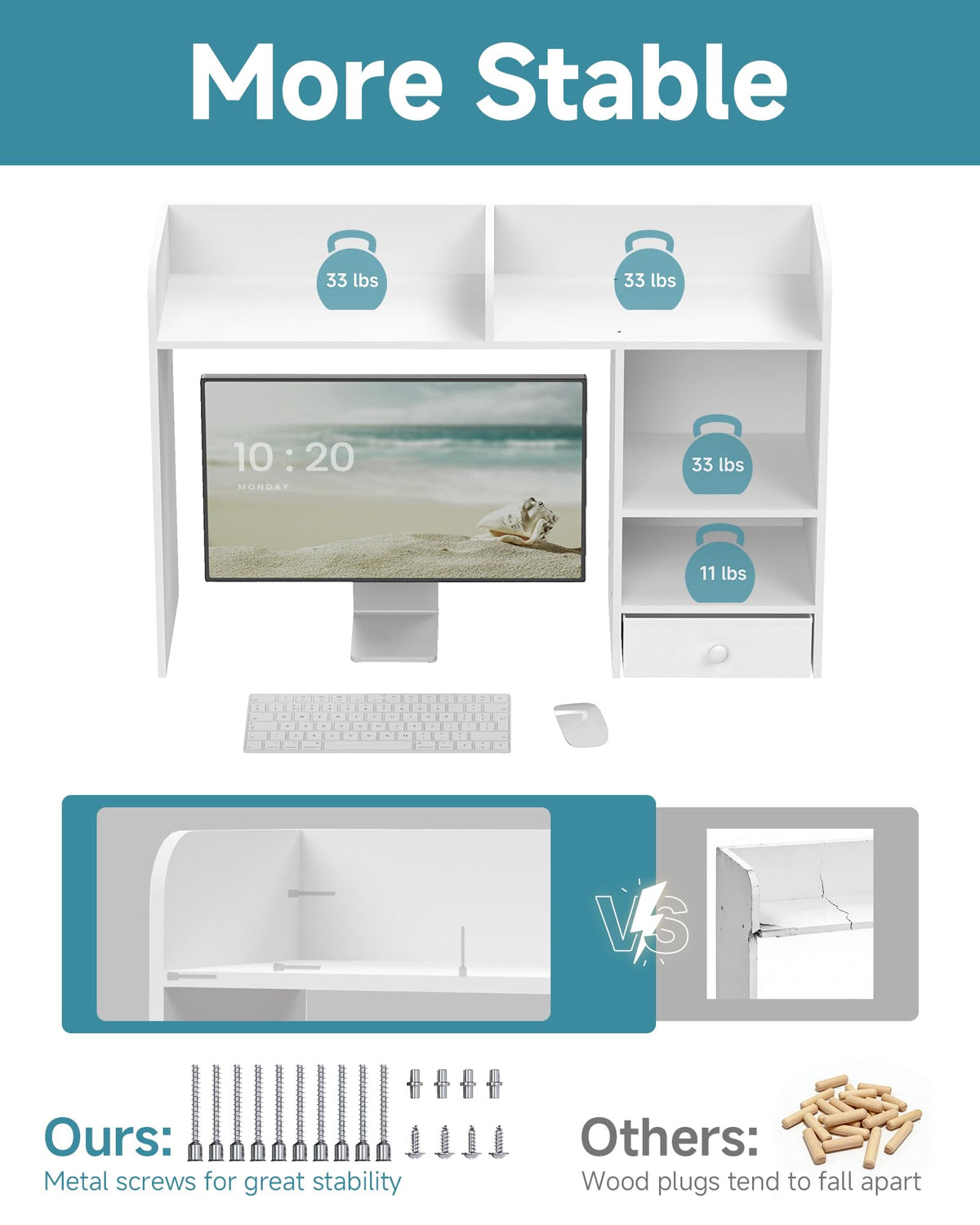 White Desktop Bookshelf with Drawer Z91868