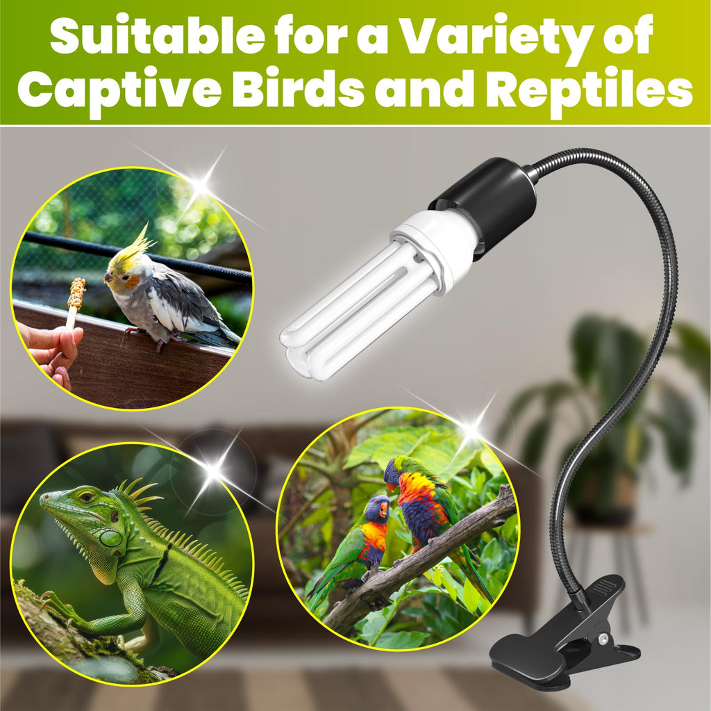 Bird Cage Lighting Combo Kit, Clip Lamp with UVB 2.4 20W Compact Fluorescent Bulb H827