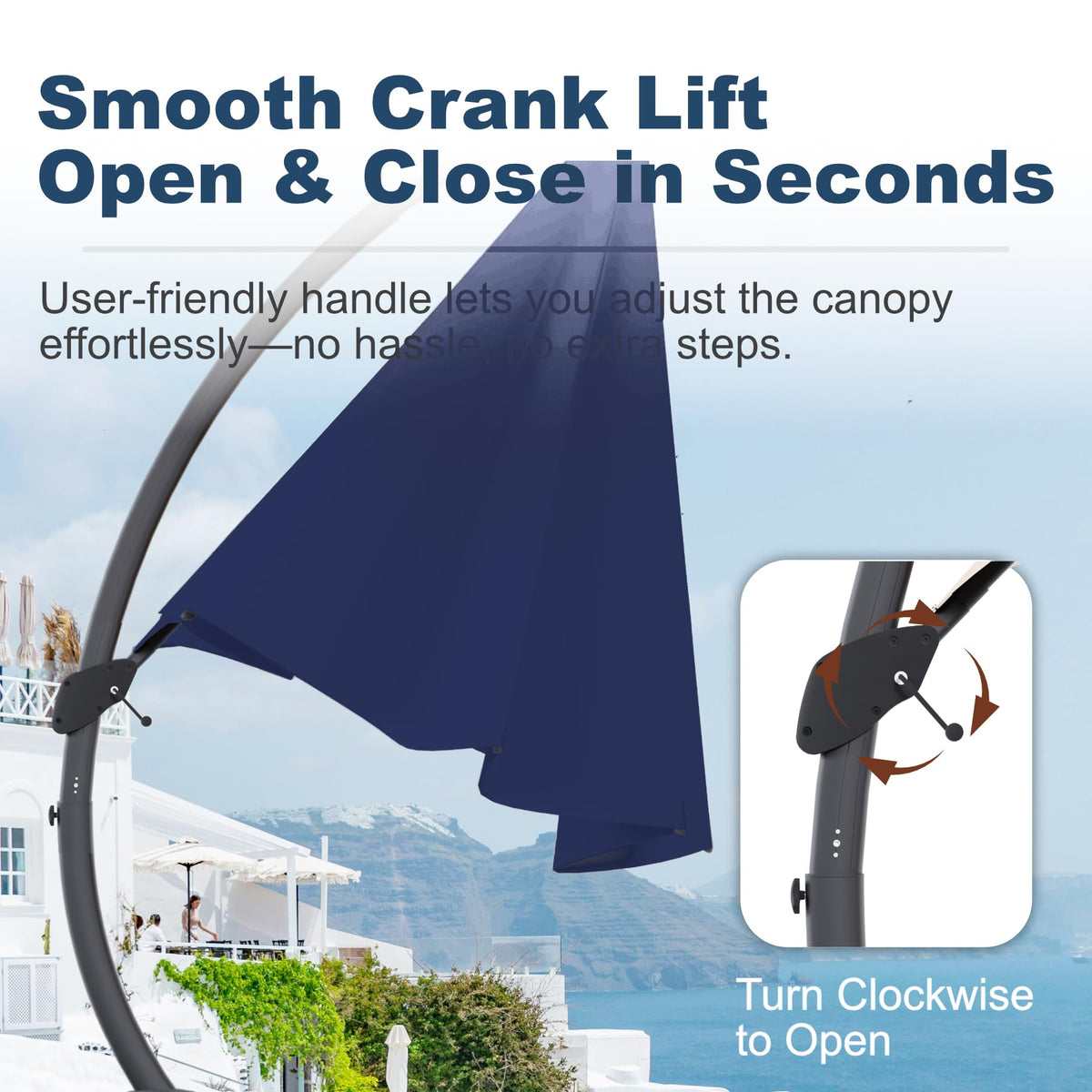 11FT Navy Blue Aluminum Cantilever Umbrella with Base T27426