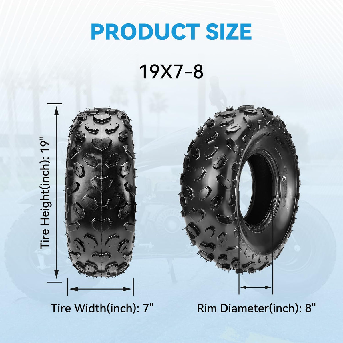 19x7-8 Mini Bike Tire Tubeless Replacement R96663