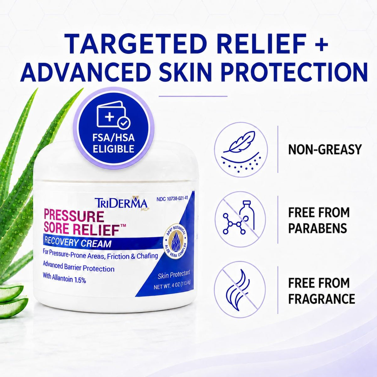 Healing Cream for Pressure Sores with Calendula and Aloe, 4 oz Jar J679501