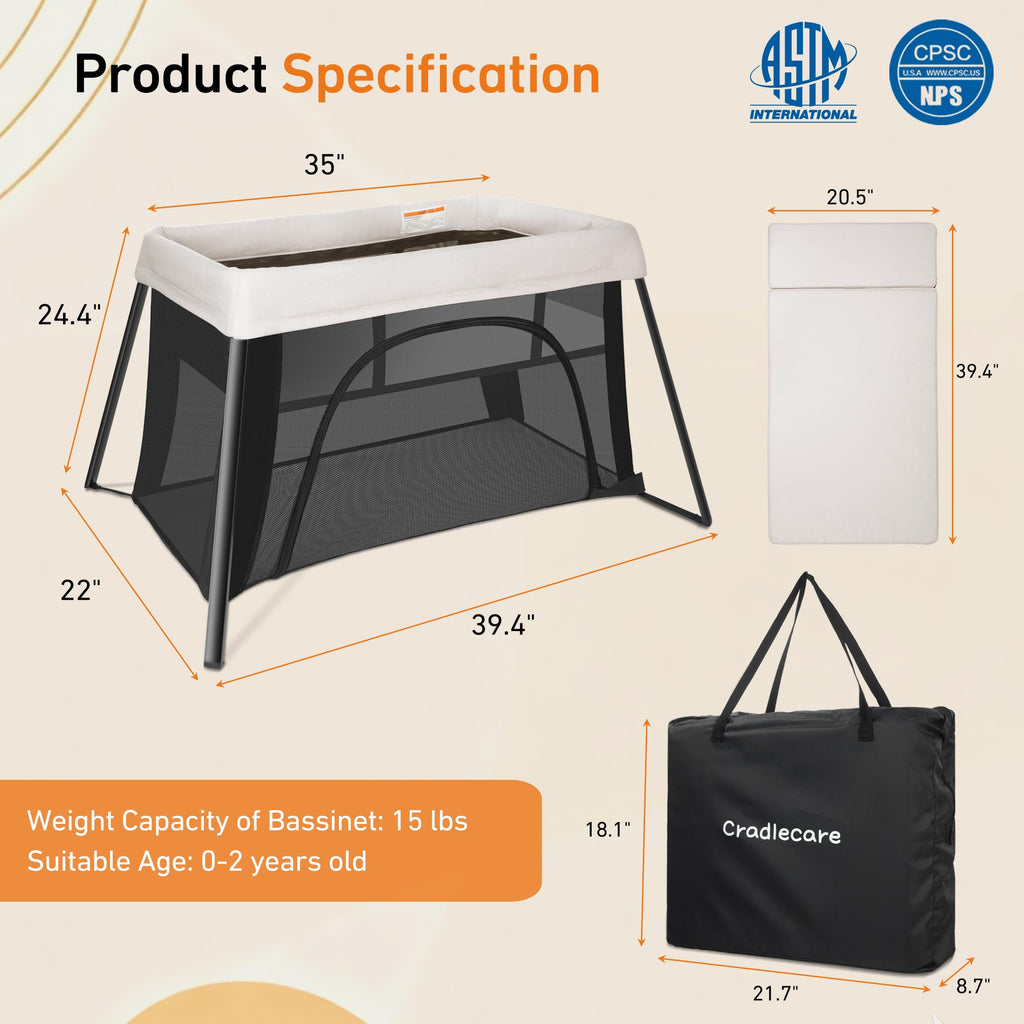 Beige Portable Travel Bassinet P73346