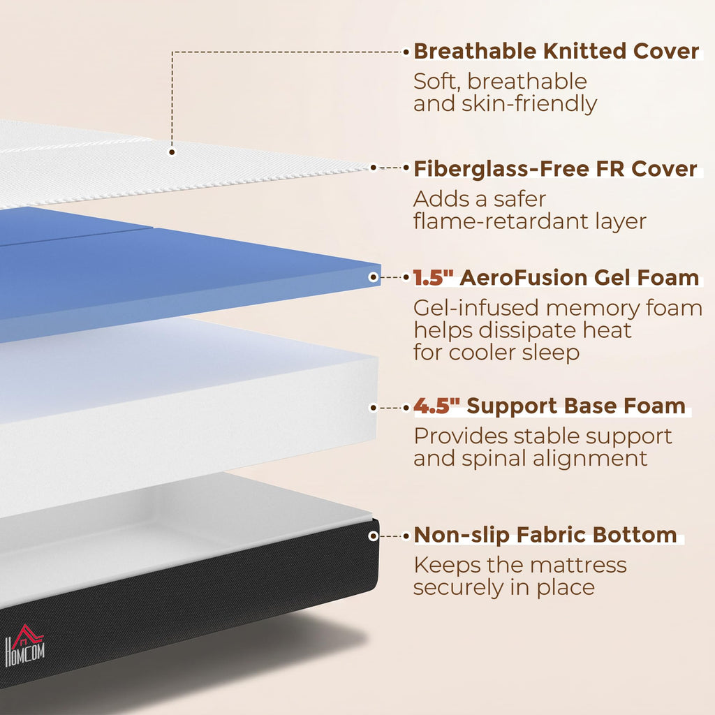 6 Inch Memory Foam Queen Trifold Mattress T1652