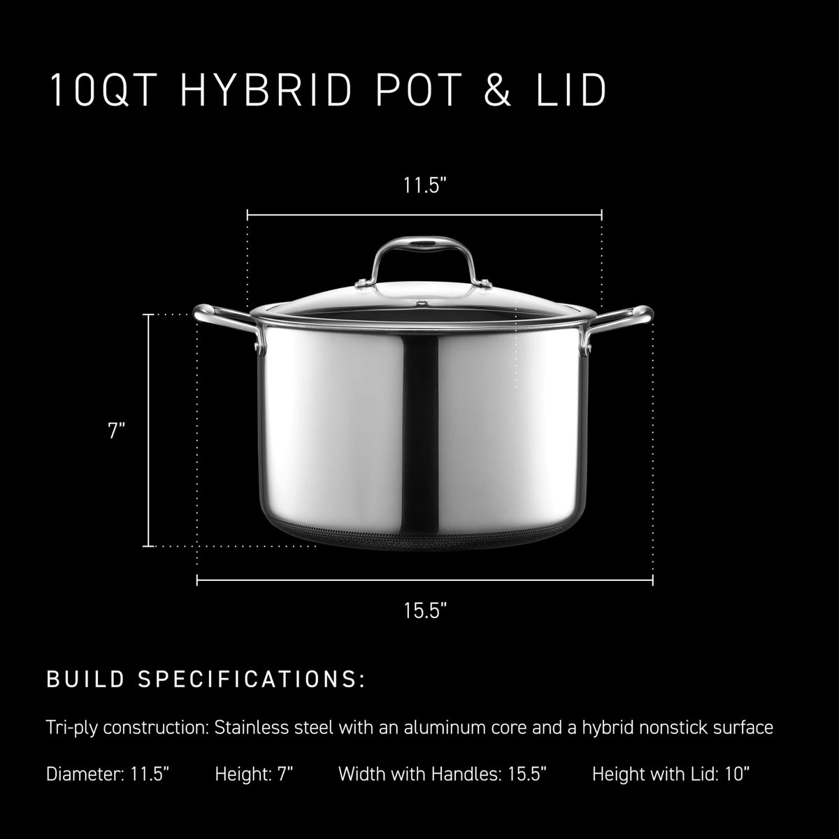 10QT Hybrid Nonstick Braiser Stock Pot with Lid T210