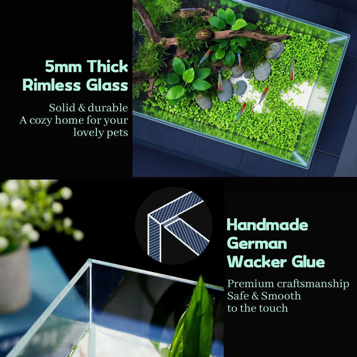 2 Gallon Glass Fish Tank Starter Kit with Fish Net E123
