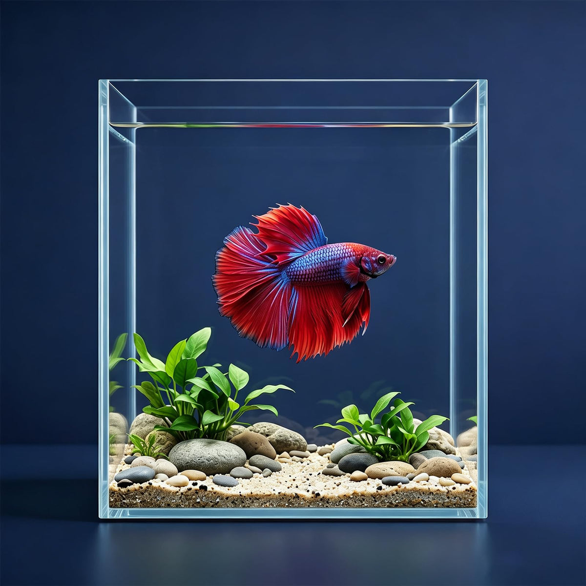 2 Gallon Glass Fish Tank Starter Kit with Fish Net E123
