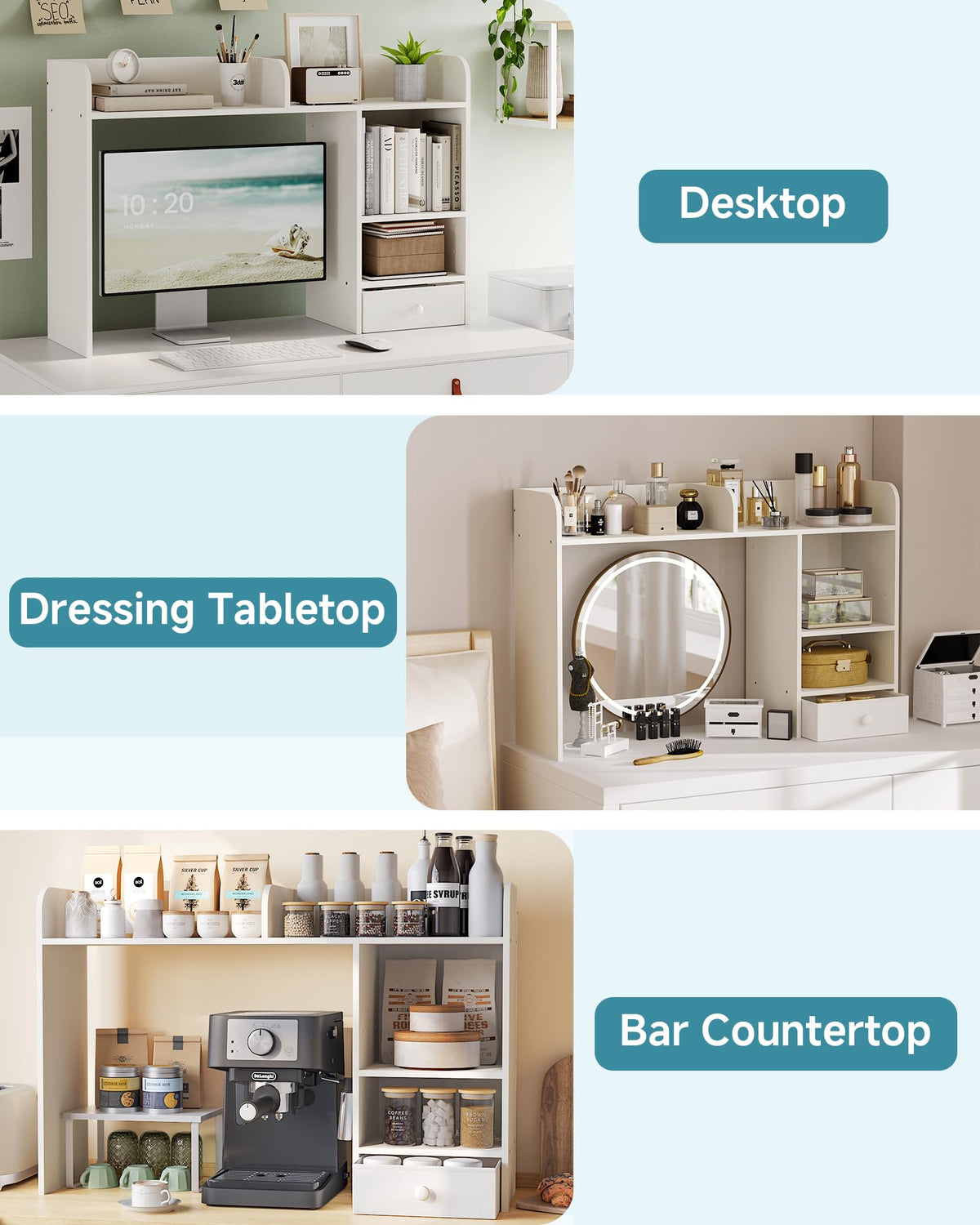 White Desktop Bookshelf with Drawer Z91868