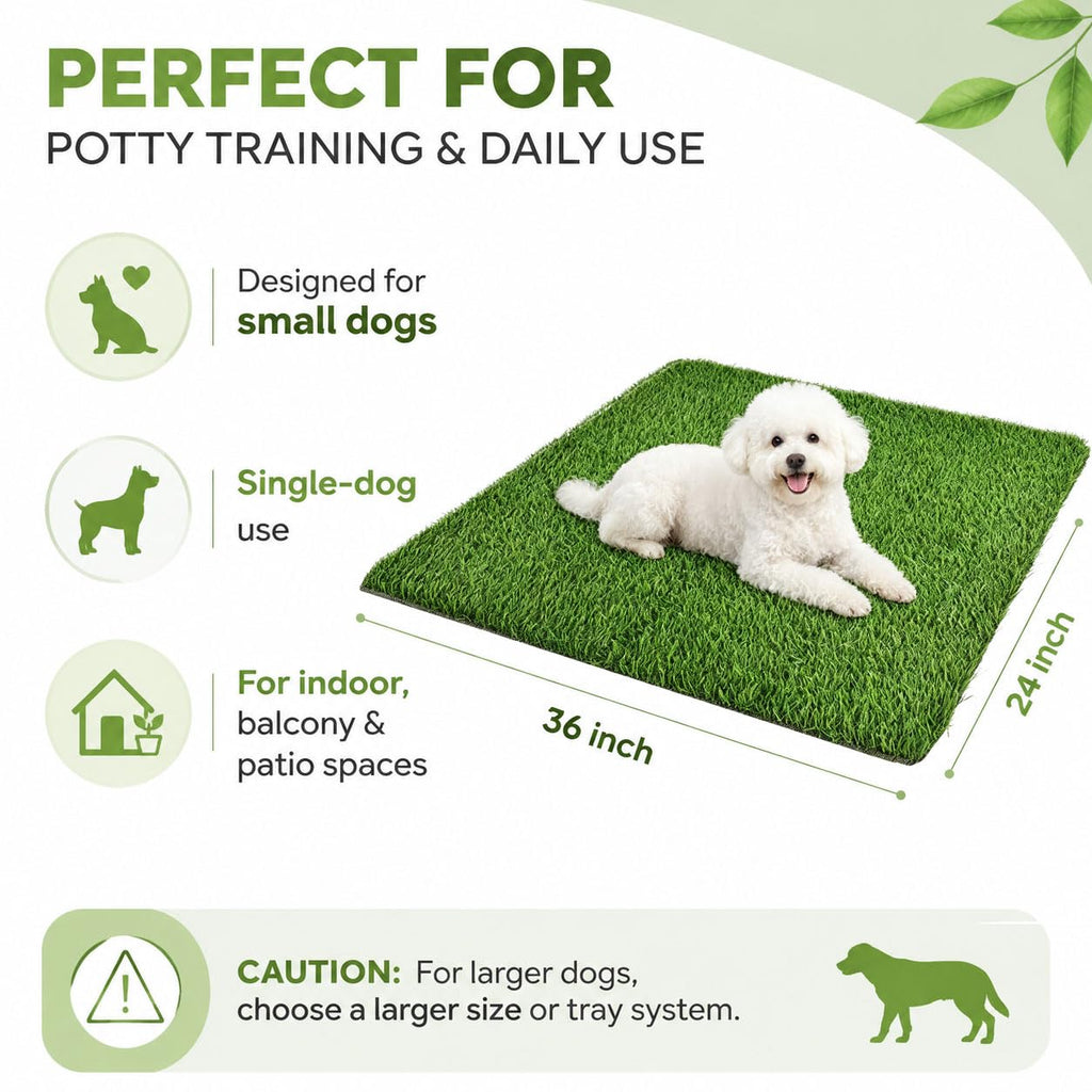 Artificial Grass Dog Potty Pad 24 x 36 in Non-Slip Washable K8235