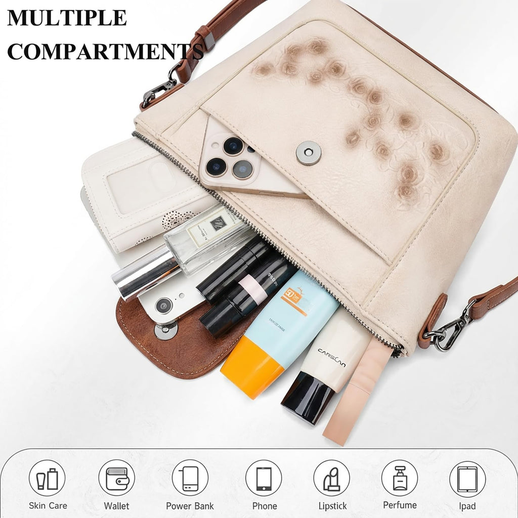 Crossbody Bags Vegan Leather Multi-Pockets Small Shoulder Bag R8240
