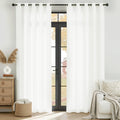 White 84 inches Long Semi Sheer Curtains S28464
