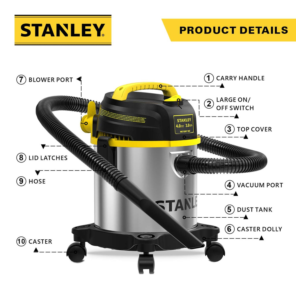 3 Gallon Stainless Steel Wet Dry Shop Vacuum M879