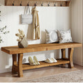 Brown Solid Wood Entryway Bench J2337