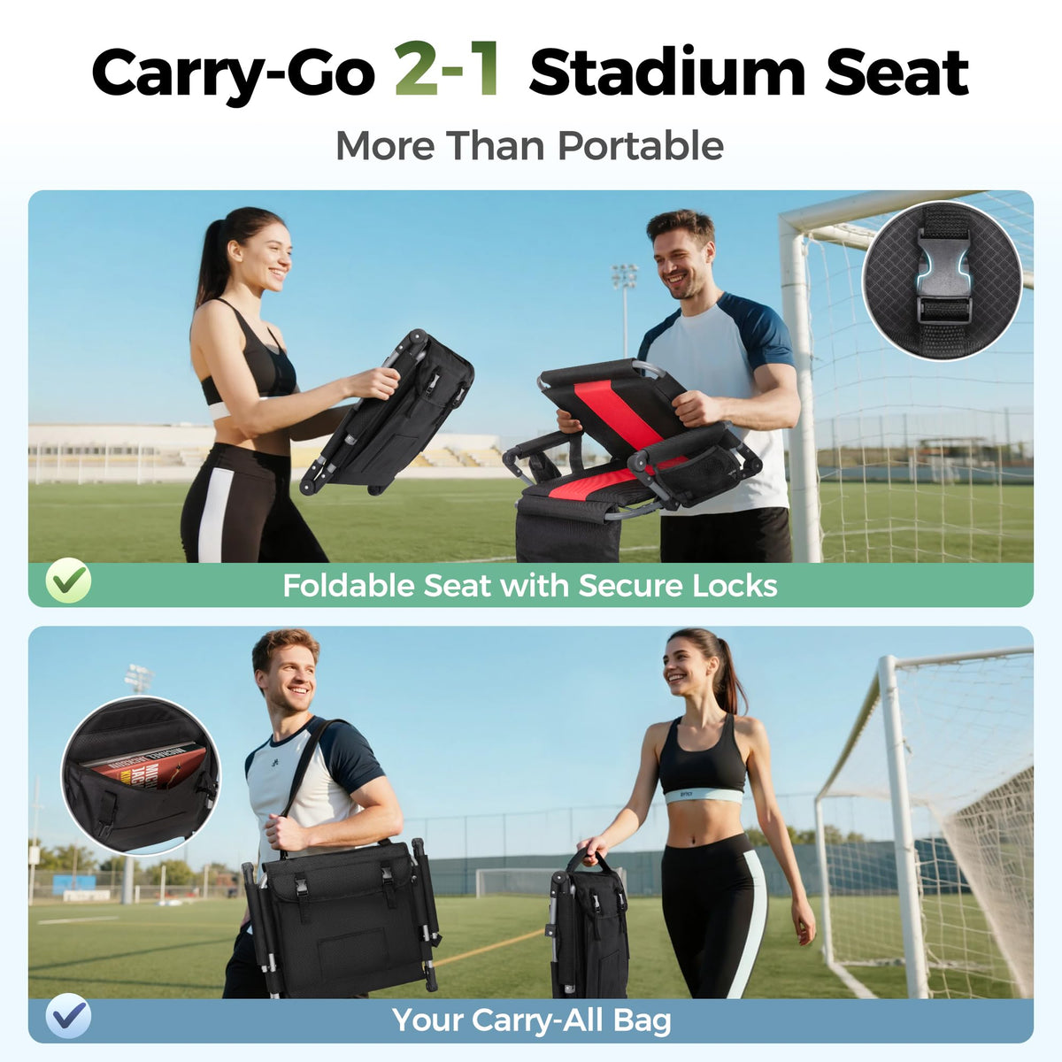Extra Wide Padded Stadium Seats with Back Support P150307