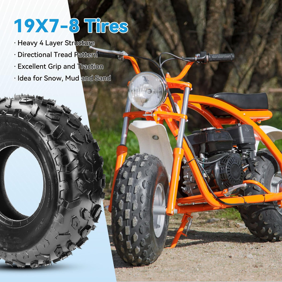 19x7-8 Mini Bike Tire Tubeless Replacement R96663