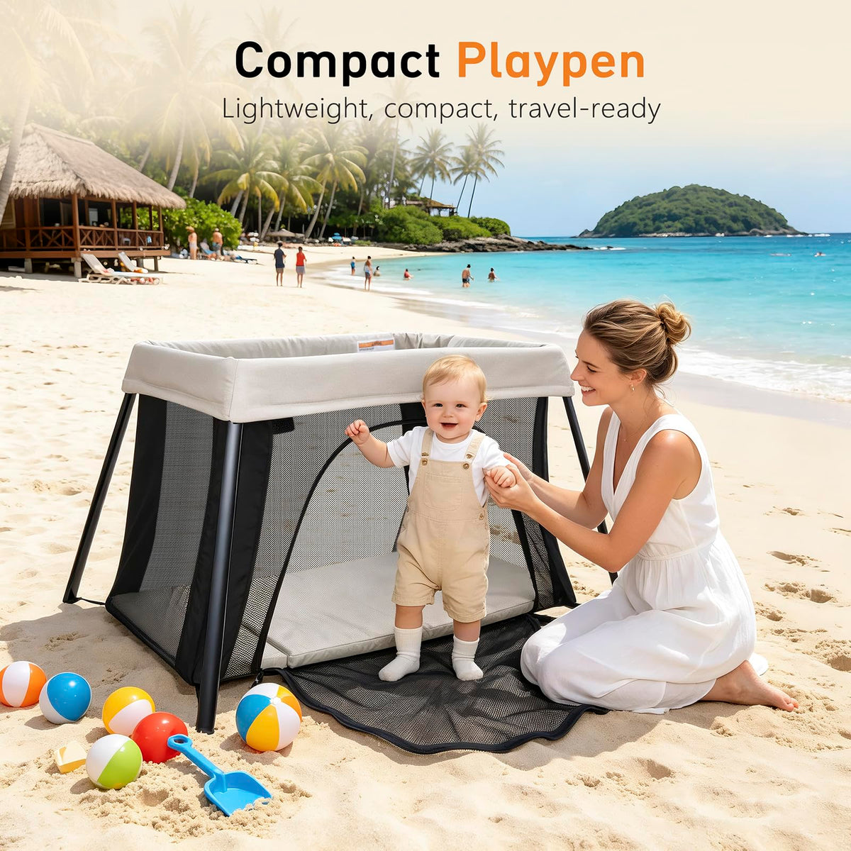 Beige Portable Travel Bassinet P73346