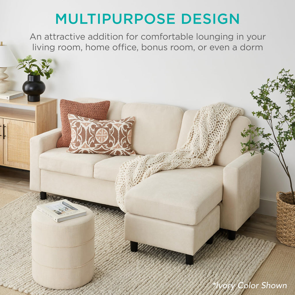 Light Gray Upholstered Sectional Sofa with Chaise D135