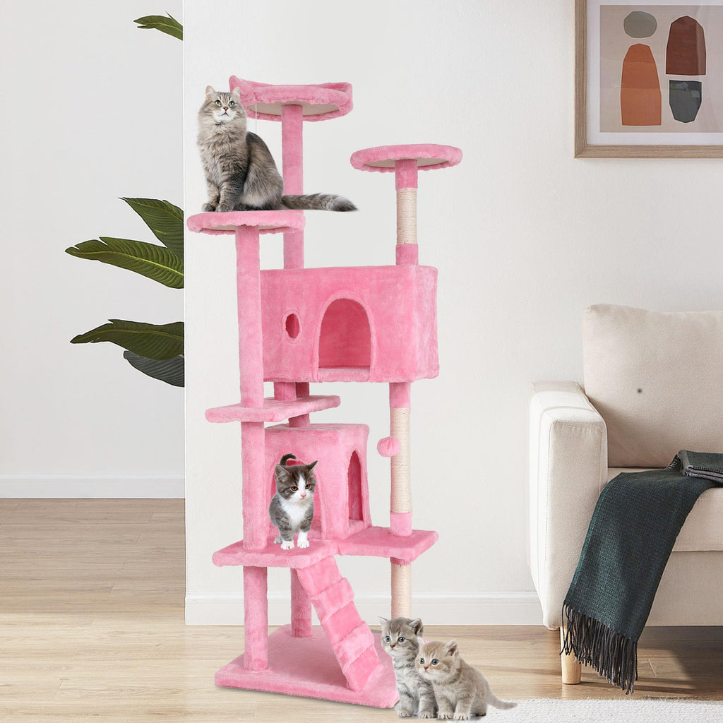 70-inch Pink Multi-Level Cat Tower & Cat Condo with Scratching Post C64970