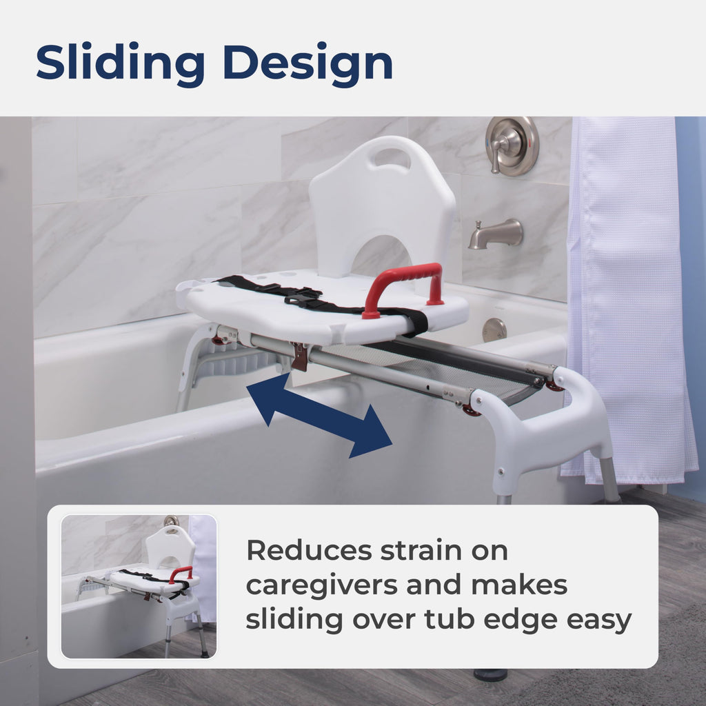 Adjustable Height Sliding Bathtub Transfer Bench Shower Chair Z745217