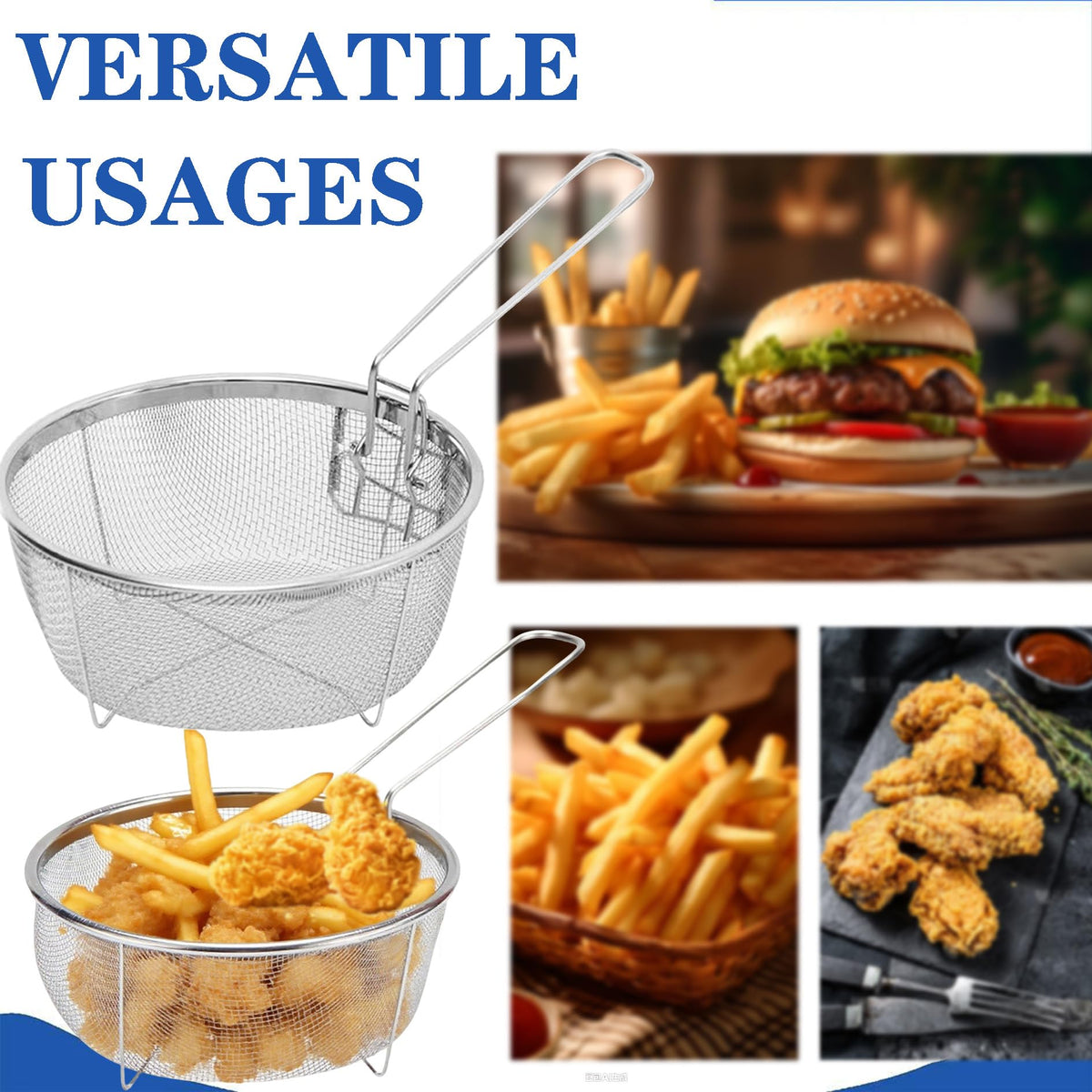 9 Inch Stainless Steel Deep Fry Basket with Handle X987