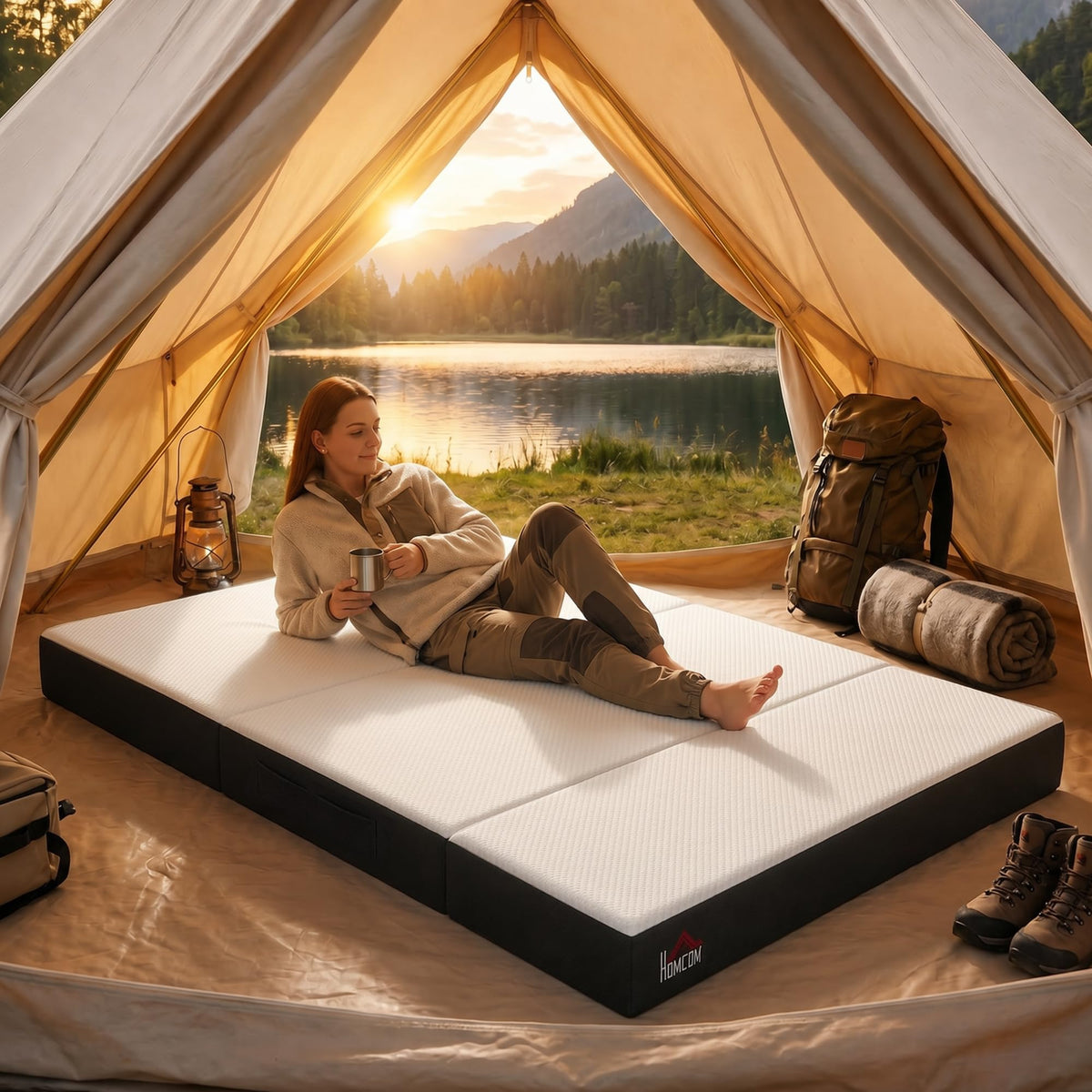 6 Inch Memory Foam Queen Trifold Mattress T1652