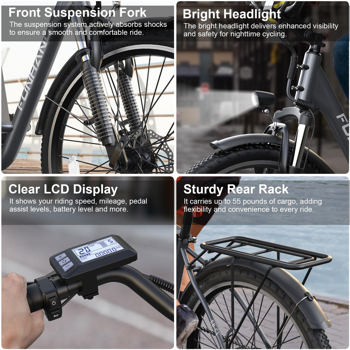 26" 1000W Electric Bike with 48V Battery, 7-Speed A282