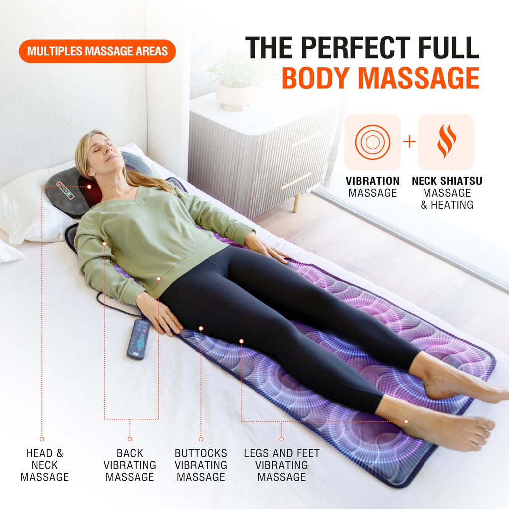 Vibrating Full Body Massage Mat with Heat and Detachable Pillow Q204565
