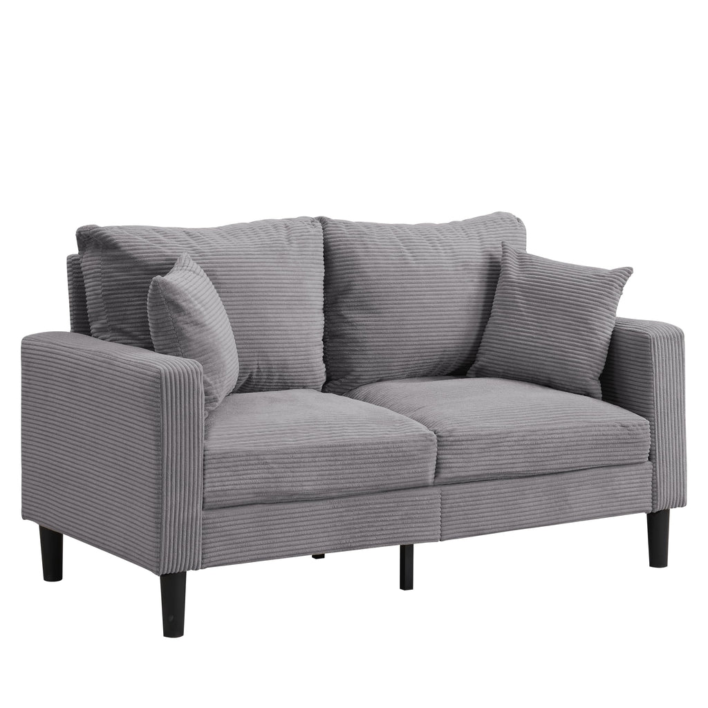 Oversized Corduroy Sofa with 2 Throw Pillows I1190