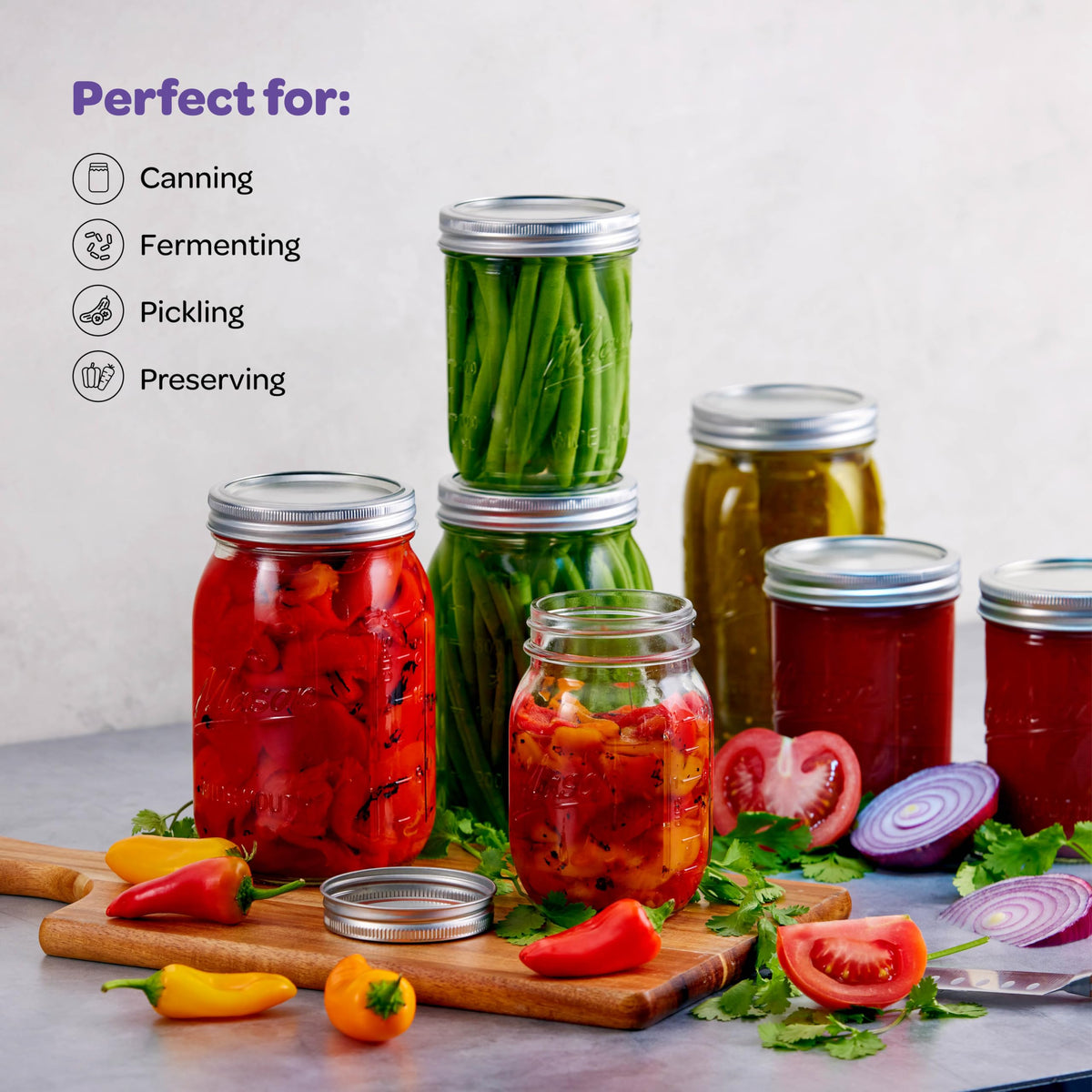 16 oz Wide Mouth Mason Jars 18 Pack with Lids and Bands L749