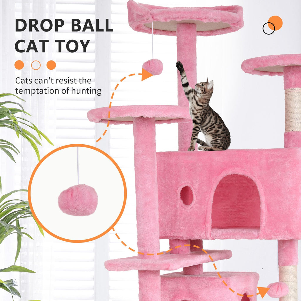 70-inch Pink Multi-Level Cat Tower & Cat Condo with Scratching Post C64970