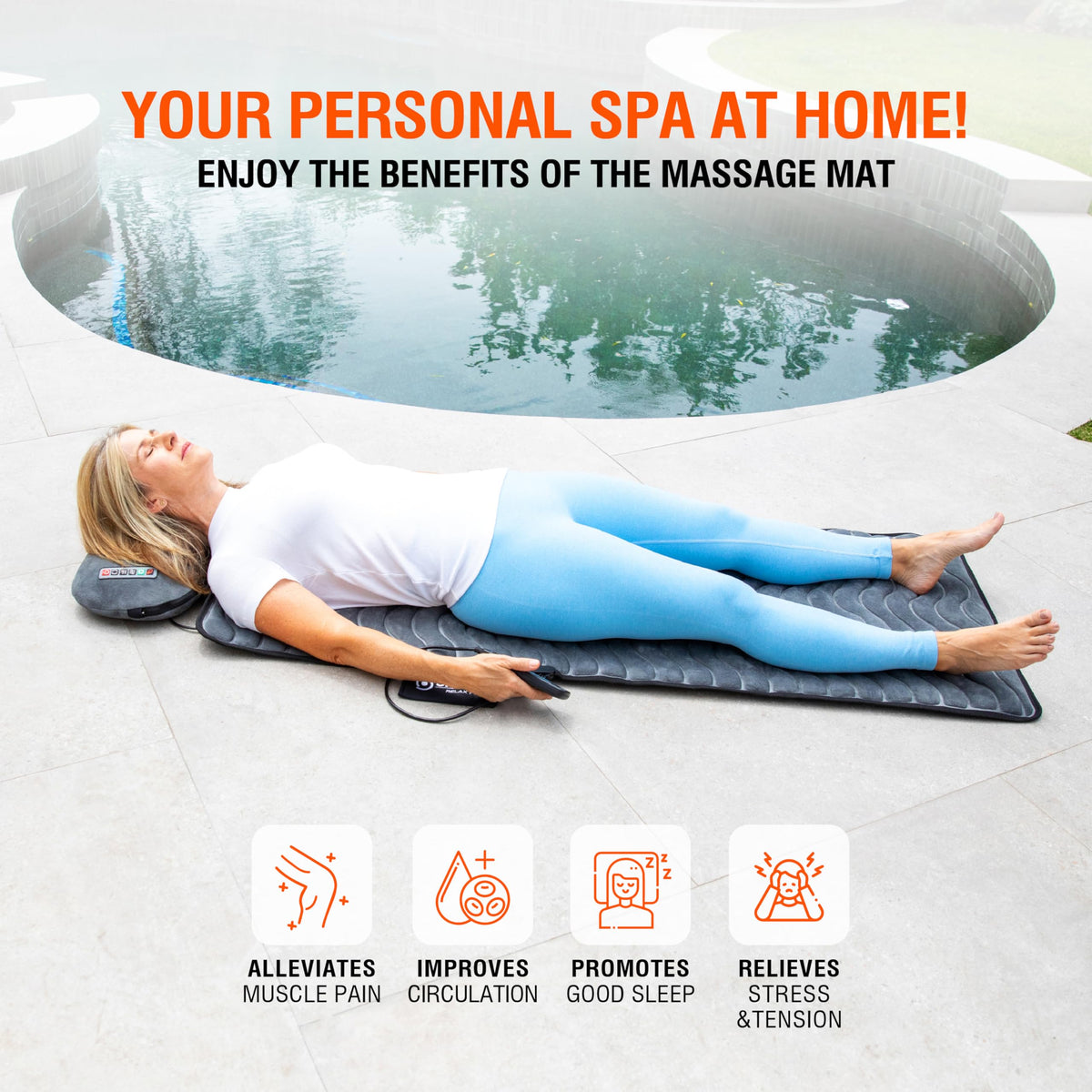 Vibrating Full Body Massage Mat with Heat and Detachable Pillow Q204565