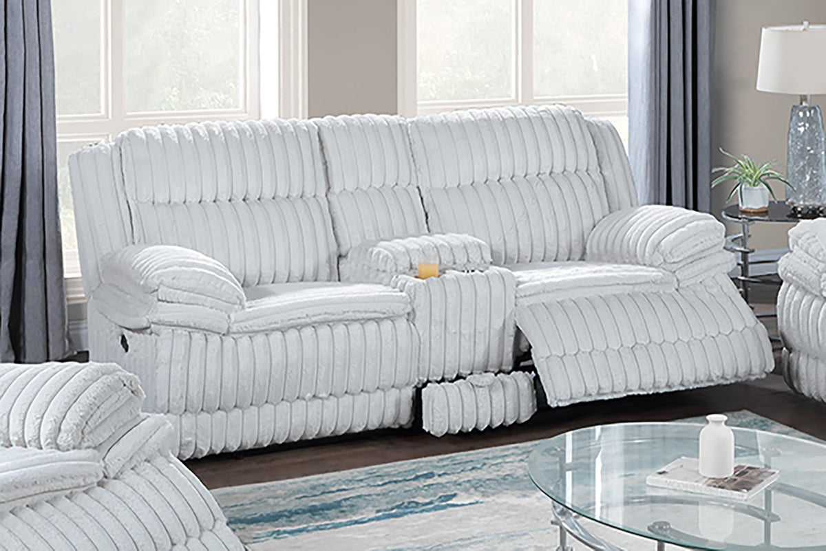 Light Gray Corduroy Manual Motion Loveseat N1731