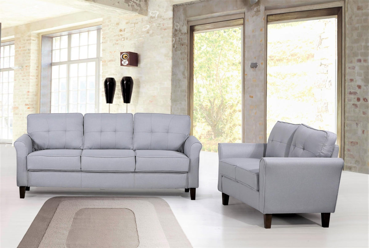 Light Gray Tufted Upholstered Loveseat Sofa O802