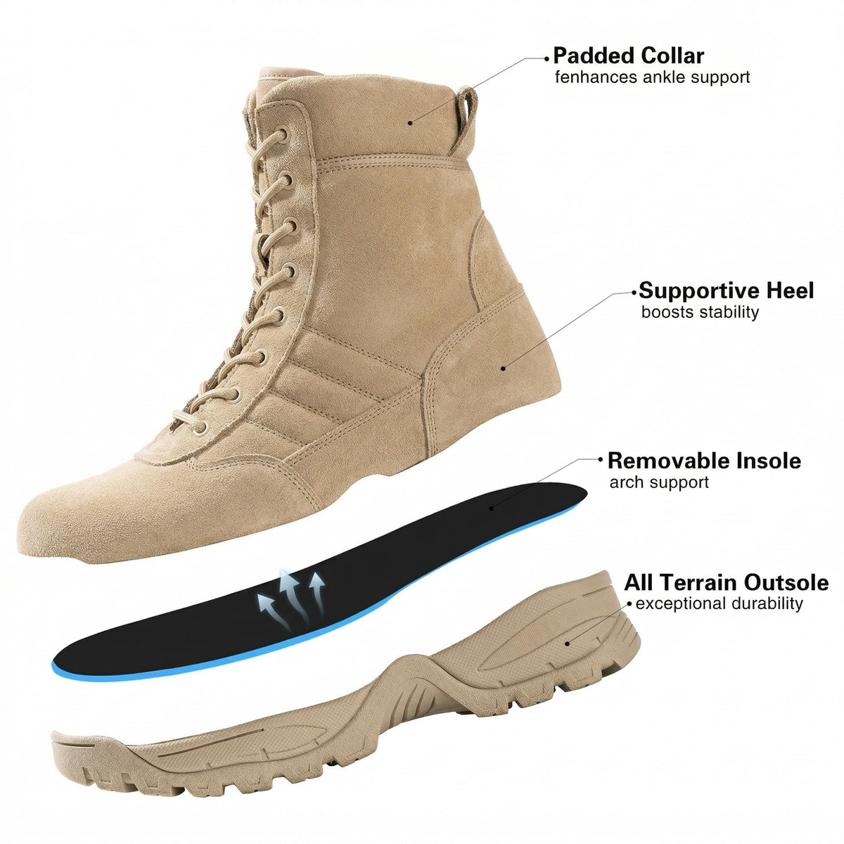 Men's Side Zipper Tactical Work Boots T646043