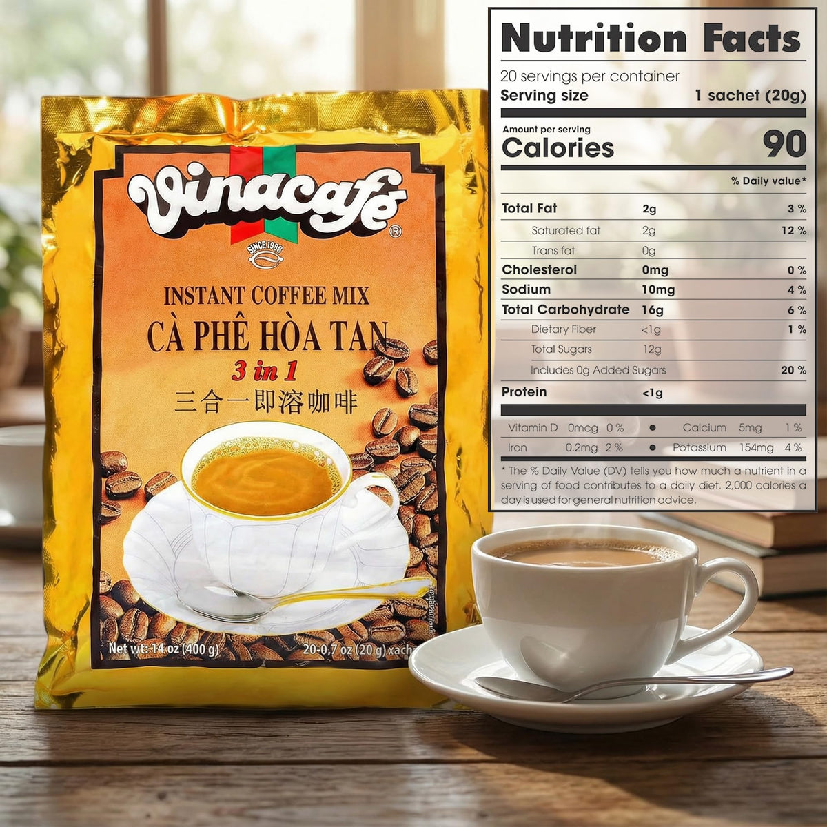 Instant Coffee Packets 3 in 1 Medium Roast Pack of 2 X715