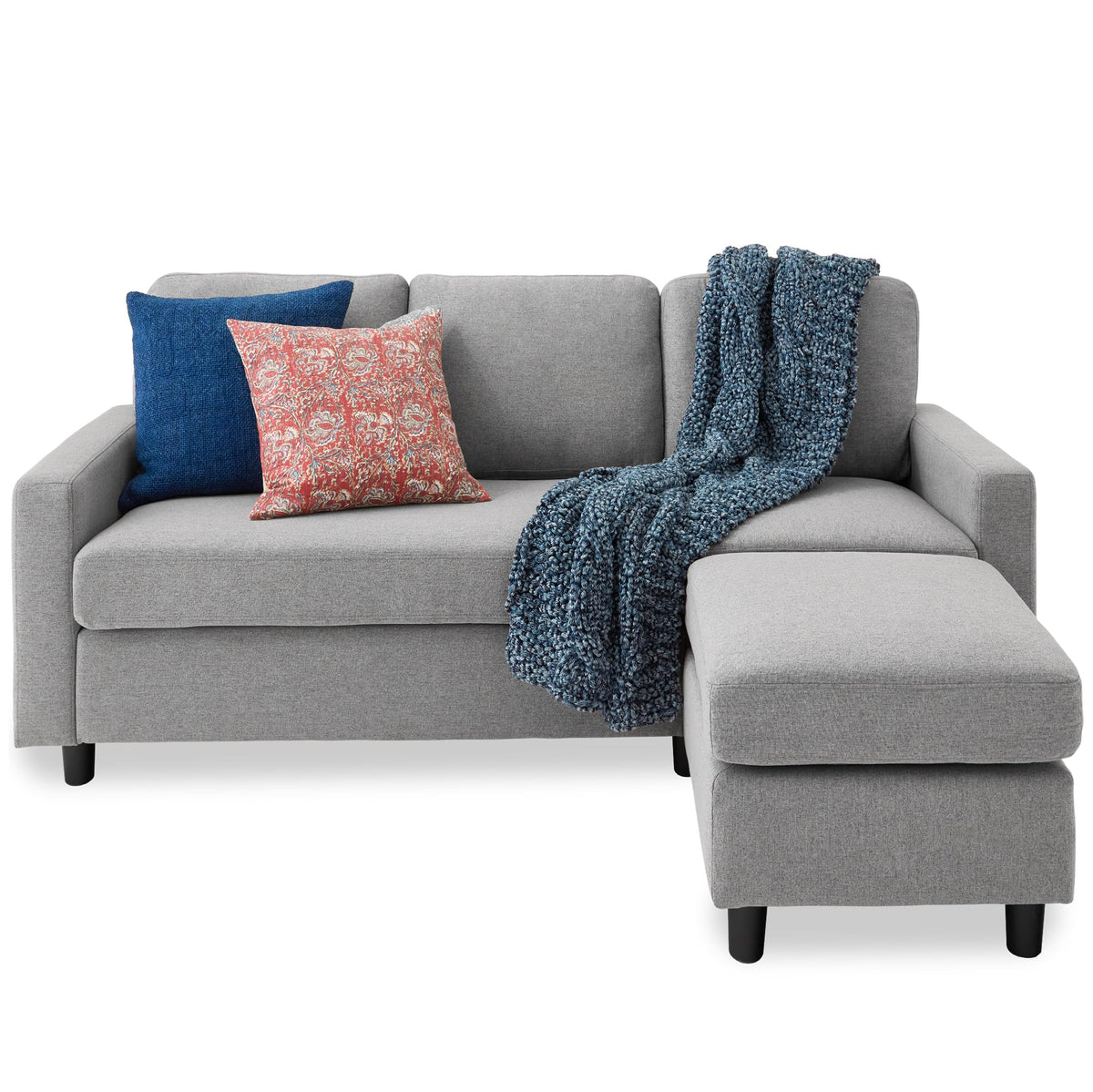 Light Gray Upholstered Sectional Sofa with Chaise D135