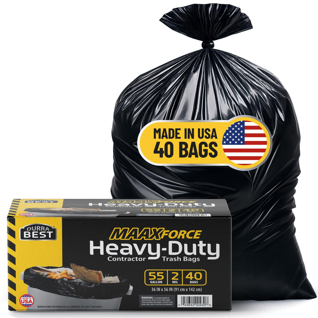 55 Gallon 2 Mil Black Heavy-Duty Trash Bags E7388