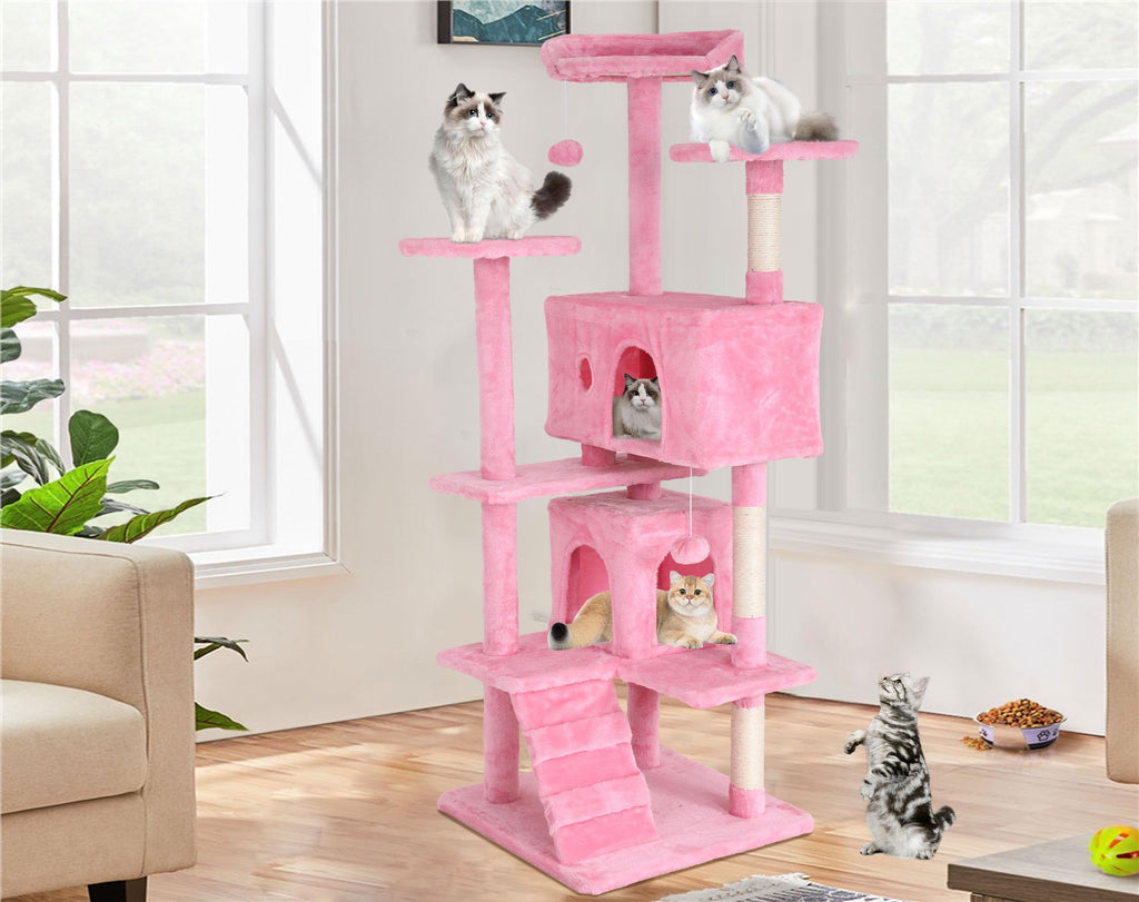 70-inch Pink Multi-Level Cat Tower & Cat Condo with Scratching Post C64970